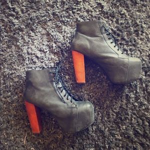 Jeffery Campbell black lace up booties